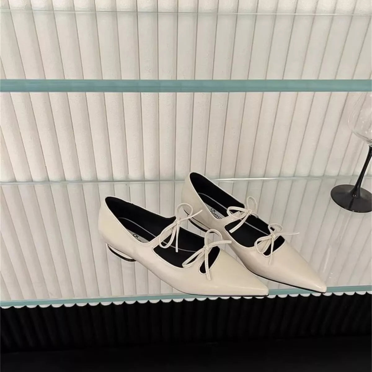 Bow Point Toe Block Heels Pumps