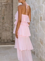 Layered Ruffled Halter Neck Dress
