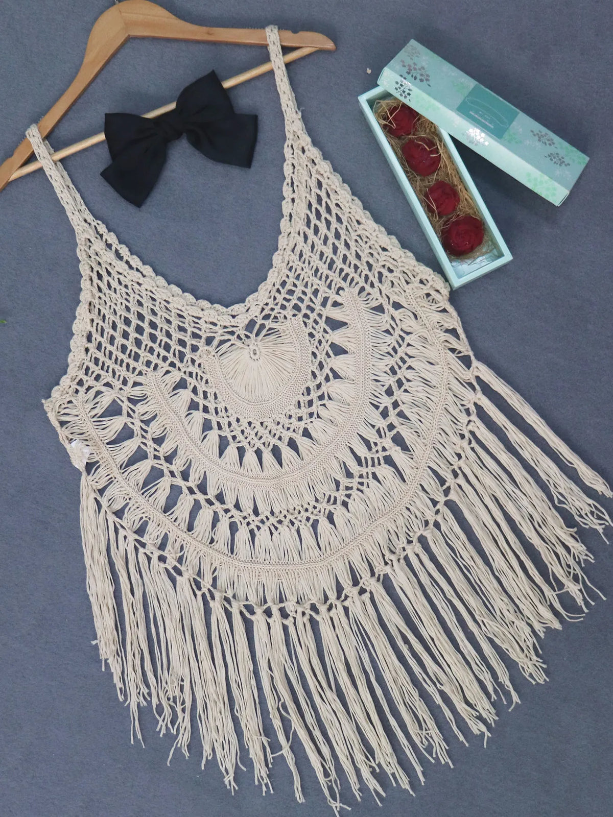 Crochet Fringe Beach Cover Up - Ladyez