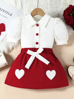 Children's Puff Sleeve Top & Skirt Set