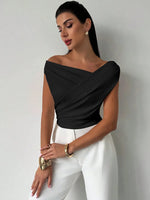 Asymmetrical Ruched Short Sleeve Top - Ladyez