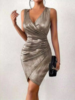 Surplice Sleeveless Bodycon Mini Dress - Ladyez