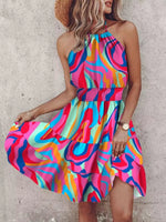Paisley Print Halter Neck Mini Dress