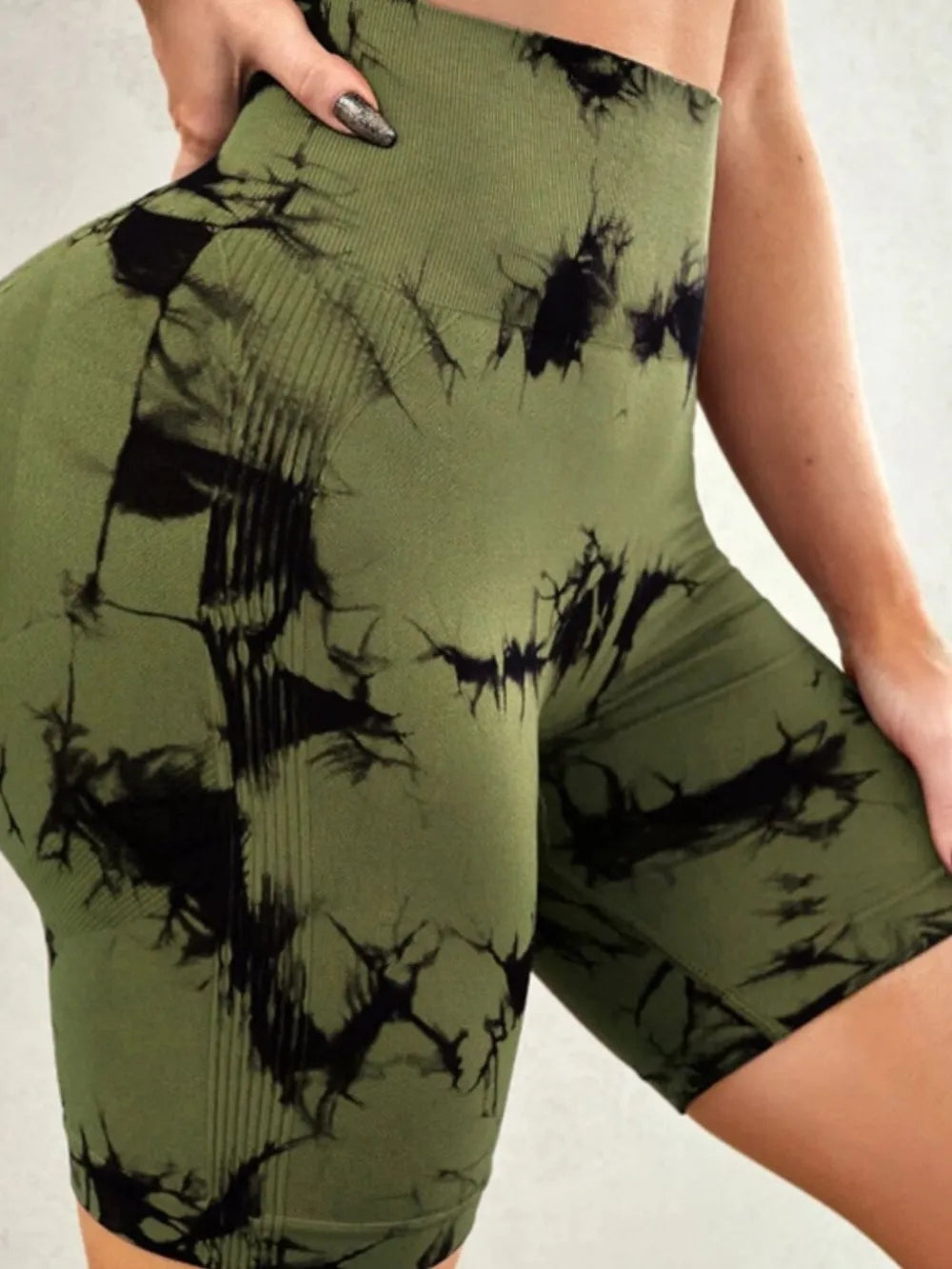 Tie-Dye High Waist Active Shorts - Ladyez
