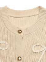 Bow Button Up Long Sleeve Cardigan