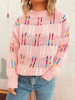 Colorful Round Neck Long Sleeve Sweater