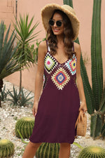 Geometric V-Neck Spaghetti Strap Cover Up Dress - Ladyez