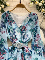 Floral Print Ruffle Hem Mini Dress