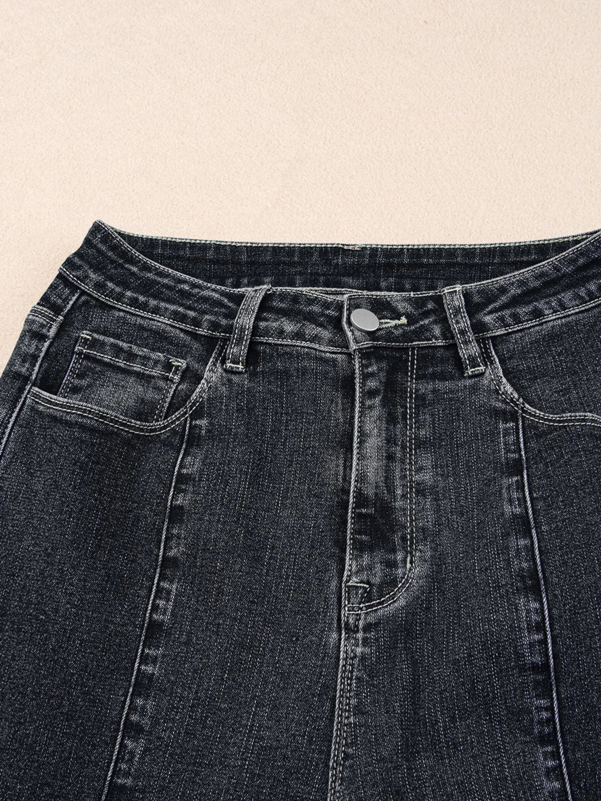 Seam Detail Flared Bottom Ankle Length Jeans - Ladyez