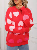 Valentine's Day Heart Pattern Fuzzy Knit Sweater