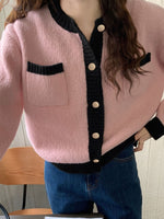 Contrast Trim Button Up Cardigan