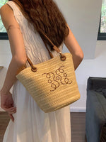 Straw Bucket Shoulder Bag