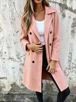 Full Size Double-Breasted Lapel Collar Coat Plus Size