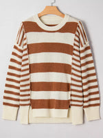 Stripe Drop Shoulder Sleeve Patchwork Baggy Sweater