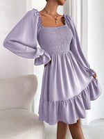Smocked Flounce Sleeve Mini Dress