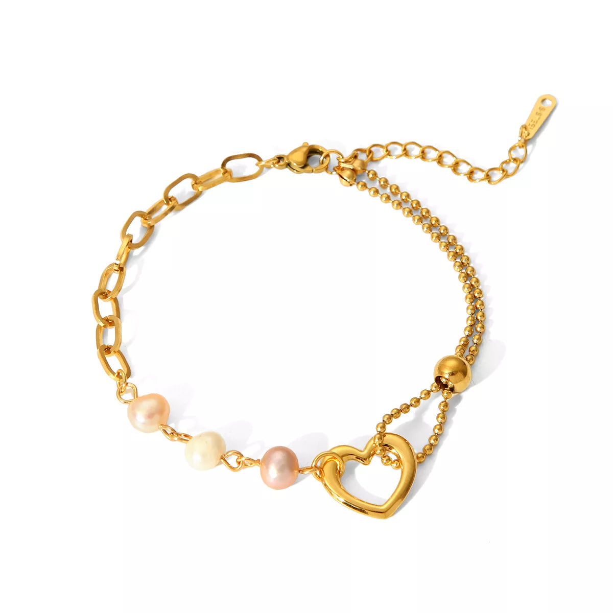 18K Gold-Plated Heart Pearl Bracelet
