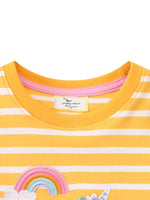 Children's Striped Unicorn Short Sleeve T-Shirt