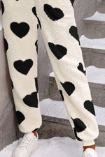 Fuzzy Heart Zip Up Hooded Lounge Jumpsuit - Ladyez