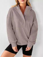 Half Snap Dropped Shoulder Hoodie