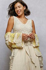 POL Open Front Crochet Cardigan with Granny Square Pattern