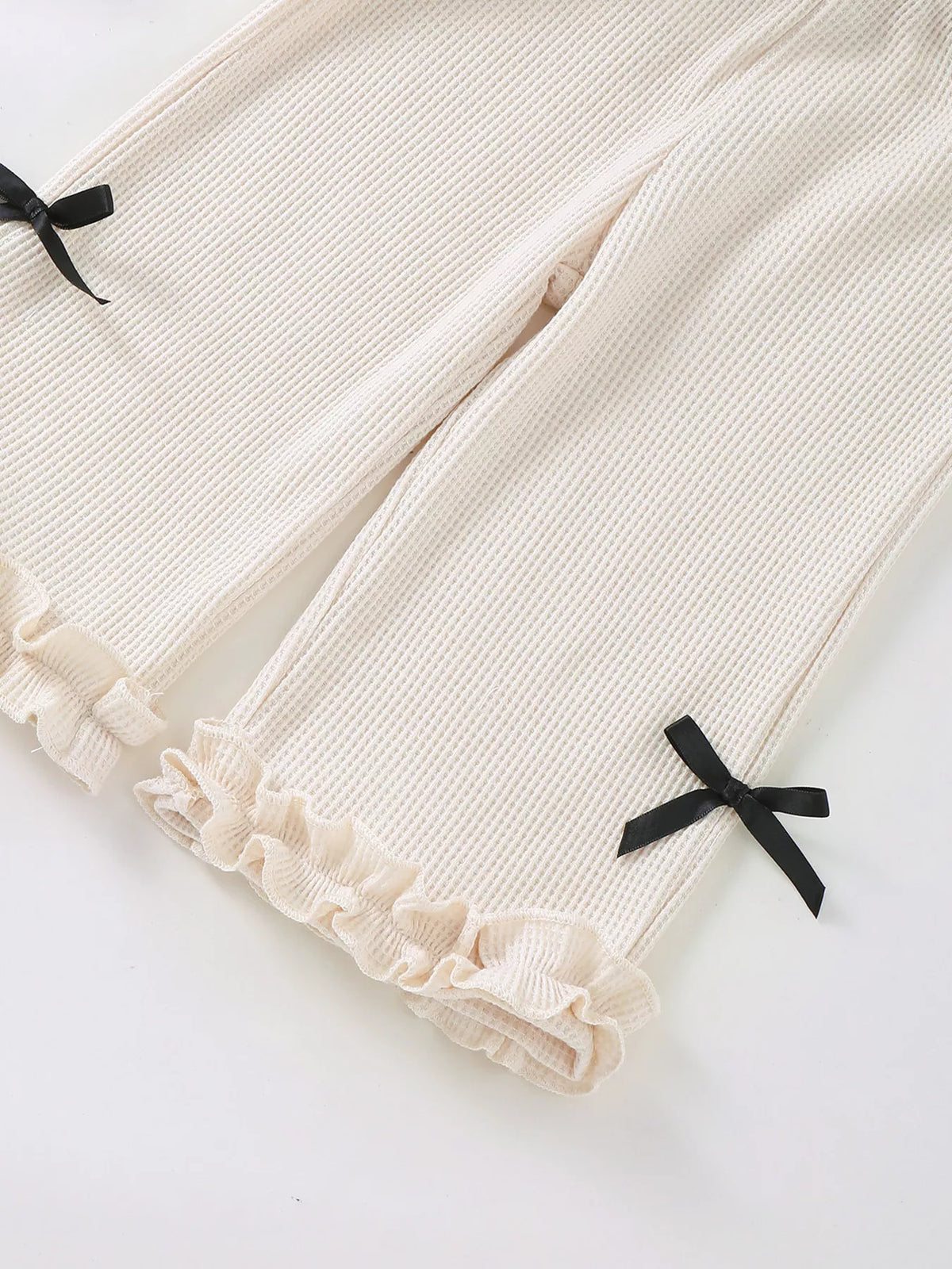 Children's Bow Waffle Knit Top and Pants Set