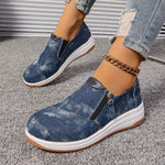 Zip Detail Round Toe Slip-Ons