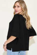 Basic Bae Full Size Bamboo Round Neck Exposed Seam T-Shirt Plus Size