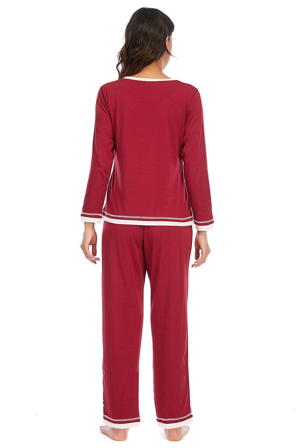 V-Neck Top and Pants Lounge Set - Ladyez