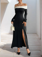 Side Slit Off-Shoulder Maxi Dress - Ladyez