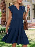 Ruffle Sleeve Tiered Midi Dress