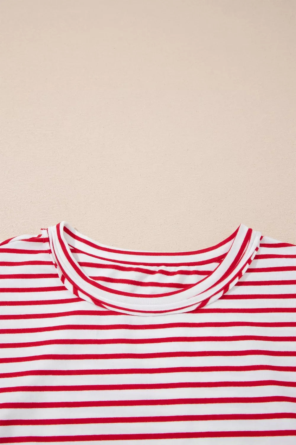 Stripe Floral Puff Sleeve Patchwork Round Neck Loose Top