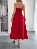 Strapless A-Line Midi Dress with Pockets - Ladyez