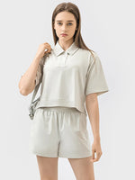 Millennia Half Button Short Sleeve Active T-Shirt - Ladyez
