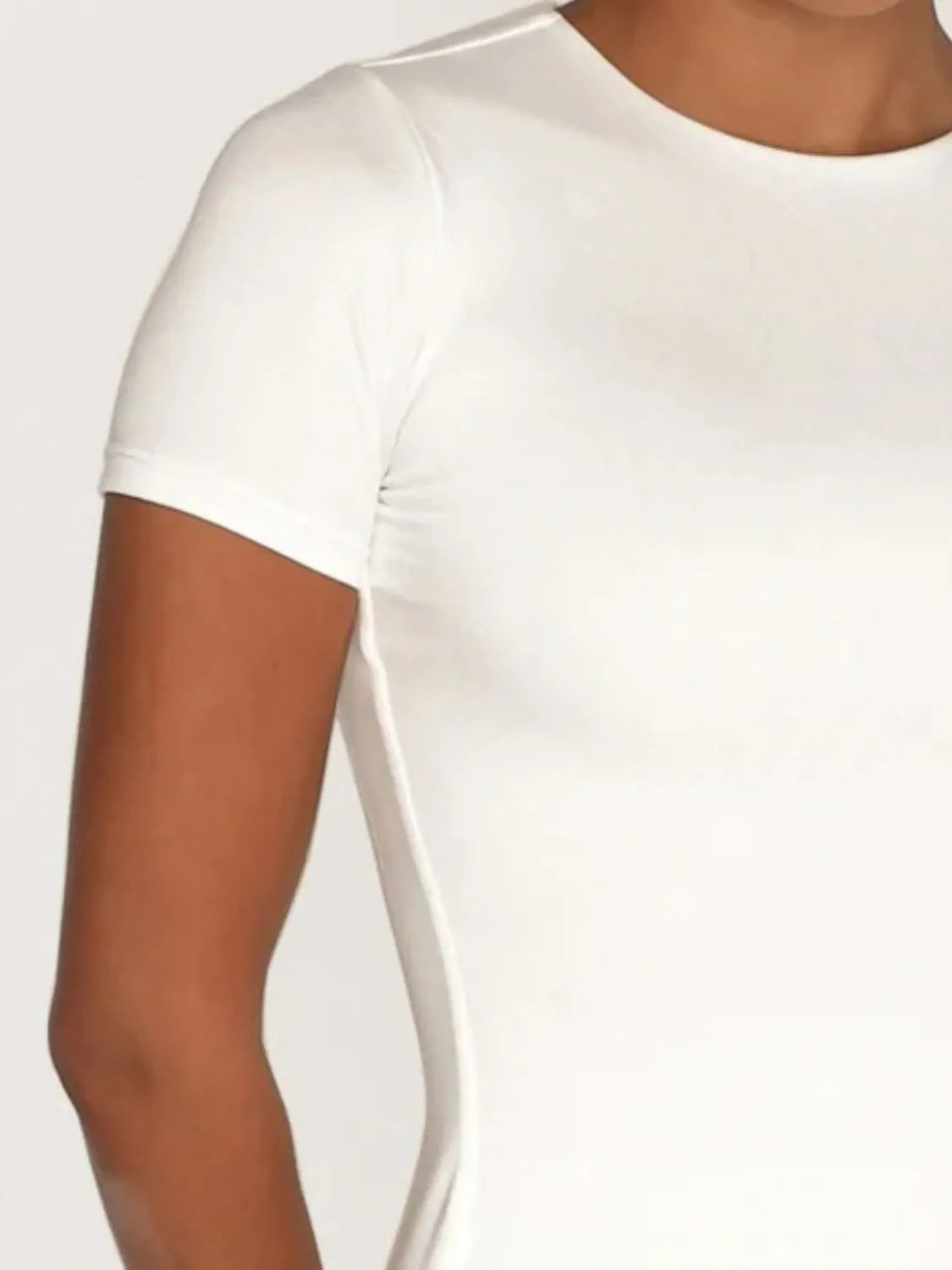 Round Neck Short Sleeve Swim Top - Ladyez