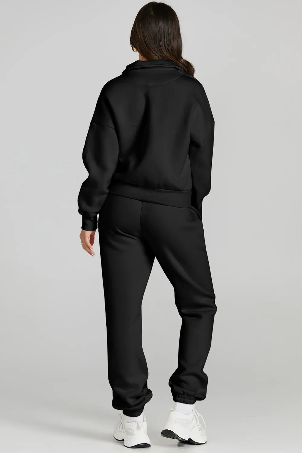 Quarter Zip Top and Drawstring Pants Active Set - Ladyez