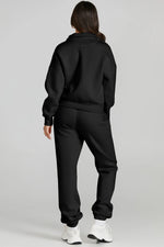 Quarter Zip Top and Drawstring Pants Active Set - Ladyez