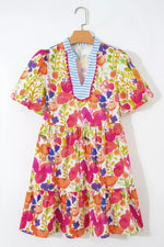 Floral Print Tiered Mini Dress
