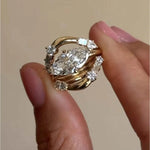 1 Carat Moissanite 925 Sterling Silver 3pcs Ring Set - Ladyez