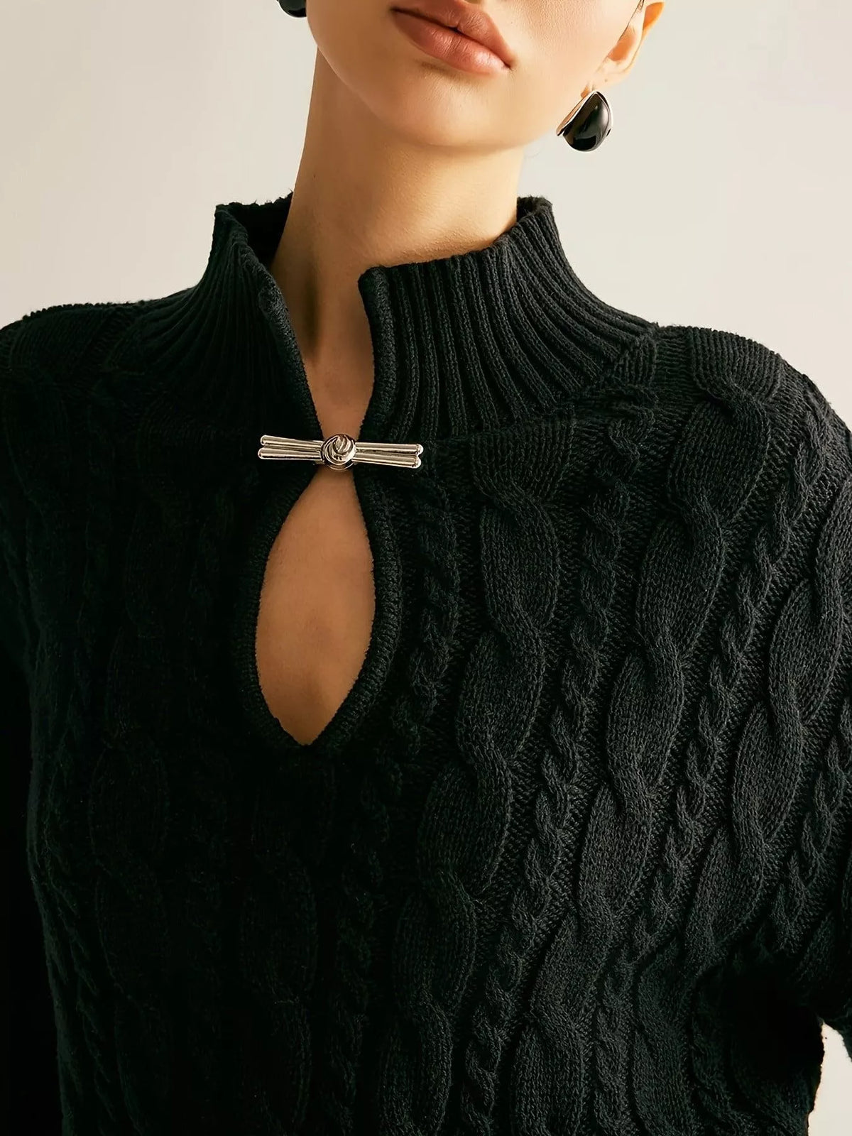 Keyhole Cable-Knit Sweater