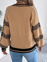 Contrast Striped V-Neck Sweater