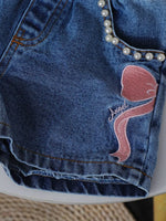 Children's Bowknot T-shirt and Denim Shorts Set