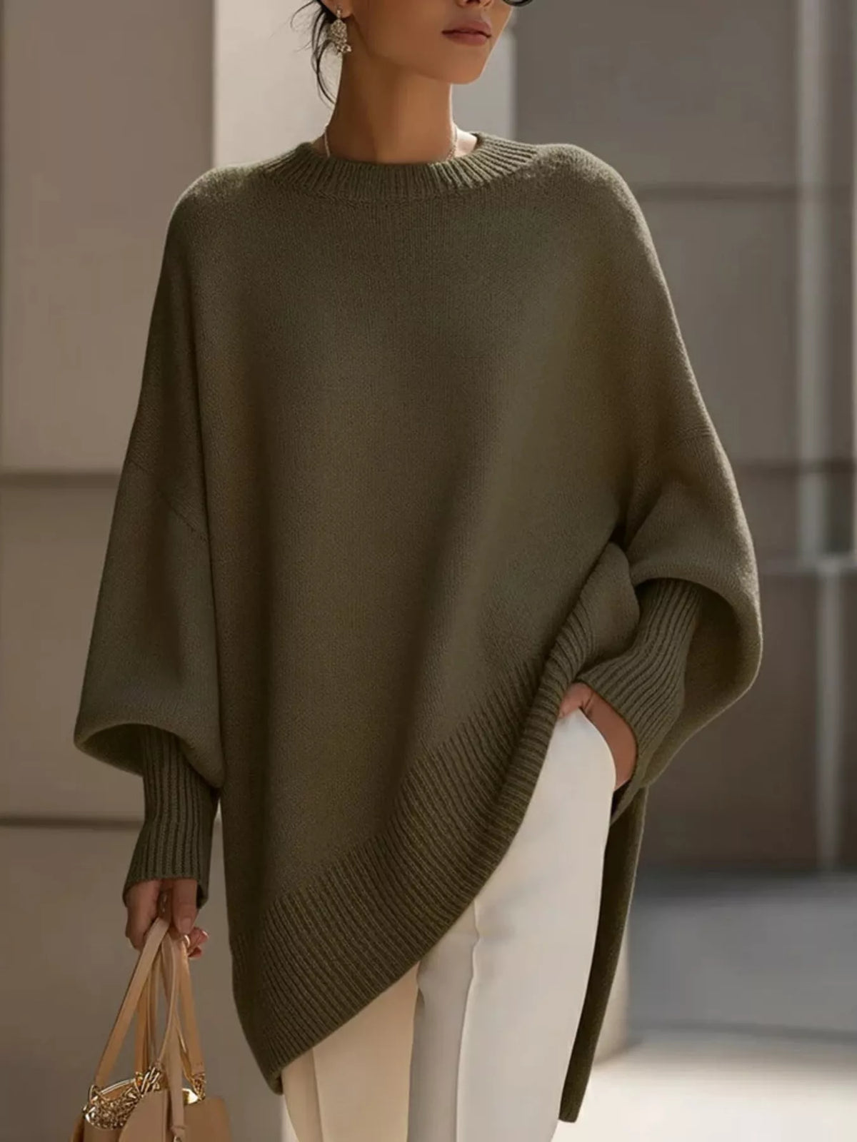 Oversized Batwing Sleeve Knit Sweater