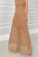 Hollowed-Out Sleeveless Maxi Dress