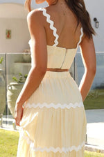 Contrast Trim Cami and Maxi Skirt Set - Ladyez