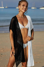 Angel Wings Two-Tone Side Slit Open Front Cover Up - Ladyez
