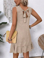 Ruffled Hem Round Neck Sleeveless Dress - Ladyez