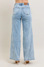 Judy Blue Full Size High Waist Wide Leg Jeans with Skewed Inseam Plus Size - Ladyez