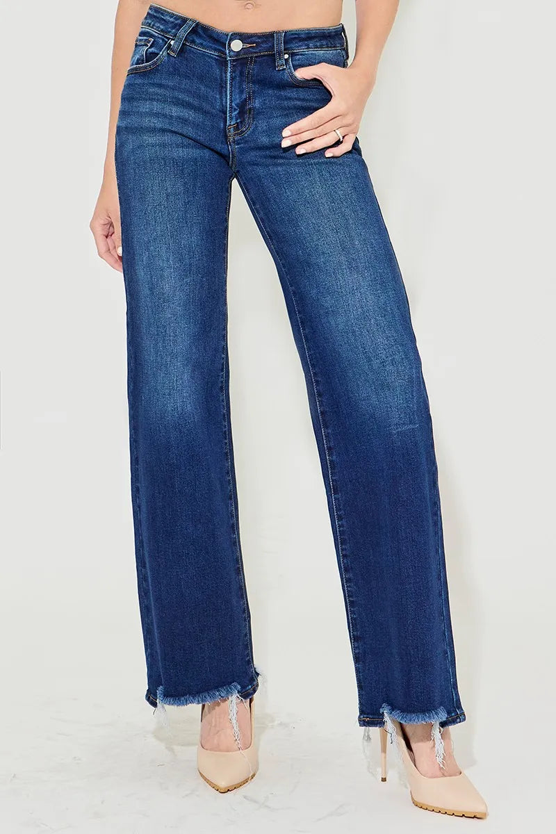 RISEN Full Size Low Rise Wide Leg Jeans Plus Size - Ladyez