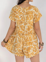 Printed V-Neck Short Sleeve Romper