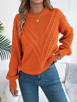 Openwork Round Neck Sweater